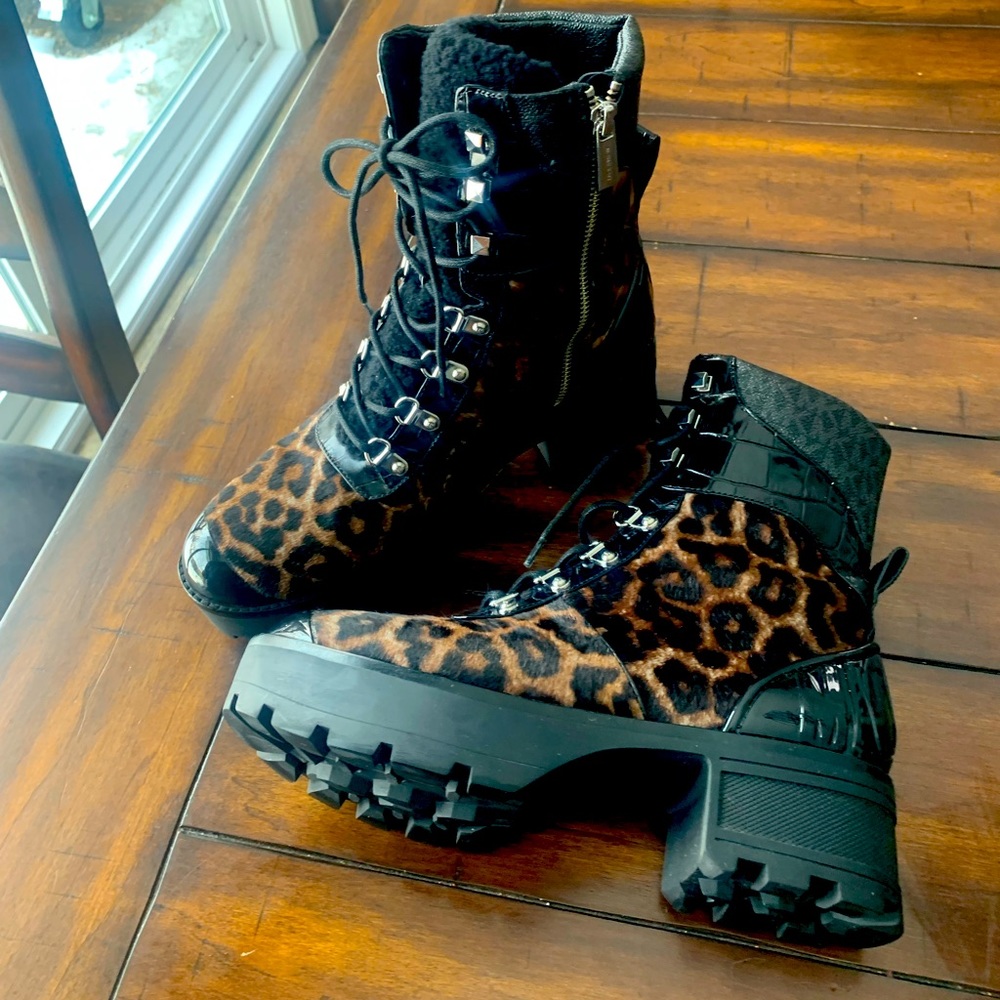 Michael Kors leopard pony hair boots